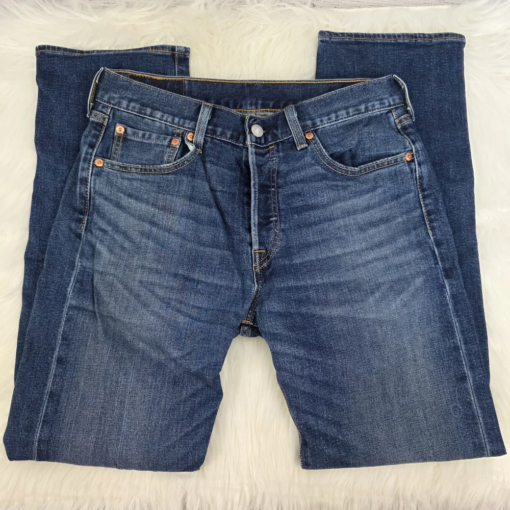 Levi's Mens 501 Regular Fit Straight Leg Dark Stone Wash Jean